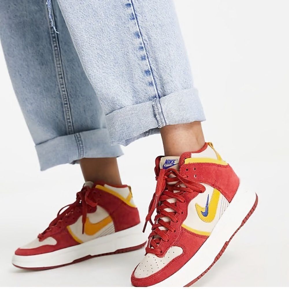 Nike Dunk High Up Cinnabar Red Gold Sneakers Women’s‎ 10.5